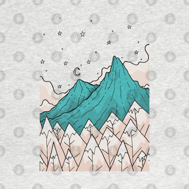 Twin turquoise peaks by Swadeillustrations